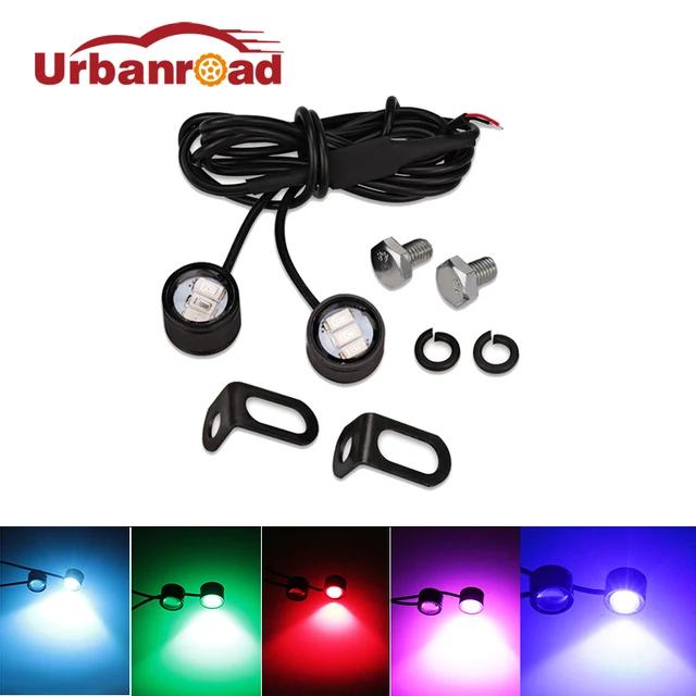 Fishberg 2pcs 12v Led Motorcycle Brake Strobe Warning Light Rear View