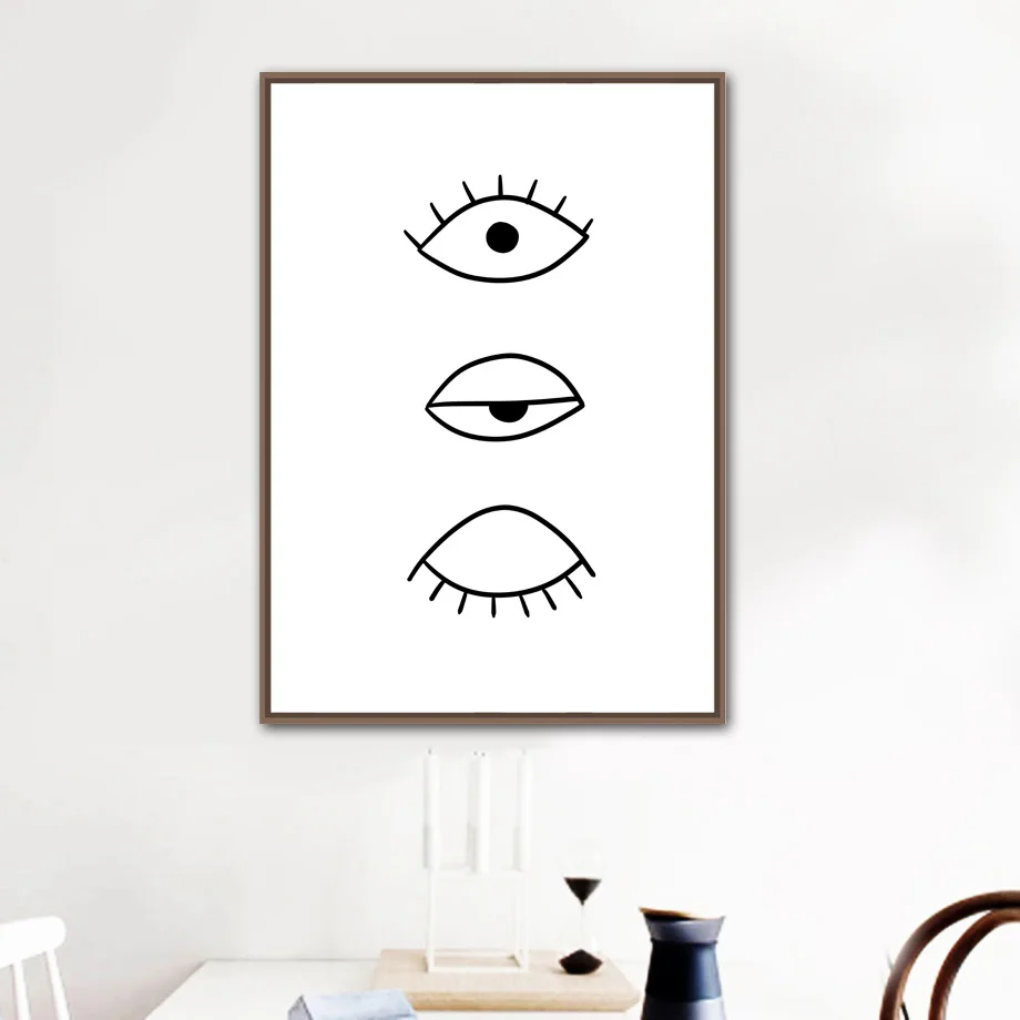 Black-White-Eye-Canvas-Painting-Wall-Art-Posters-And-Prints-Nordic-Poster-Cartoon-Wall-Pictures-For (1)