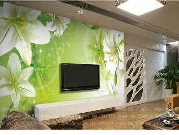 

Lily Mural of floral wall paper wallpaper papel de parede tapete infantil painel de parede wallpaper background homedecoration