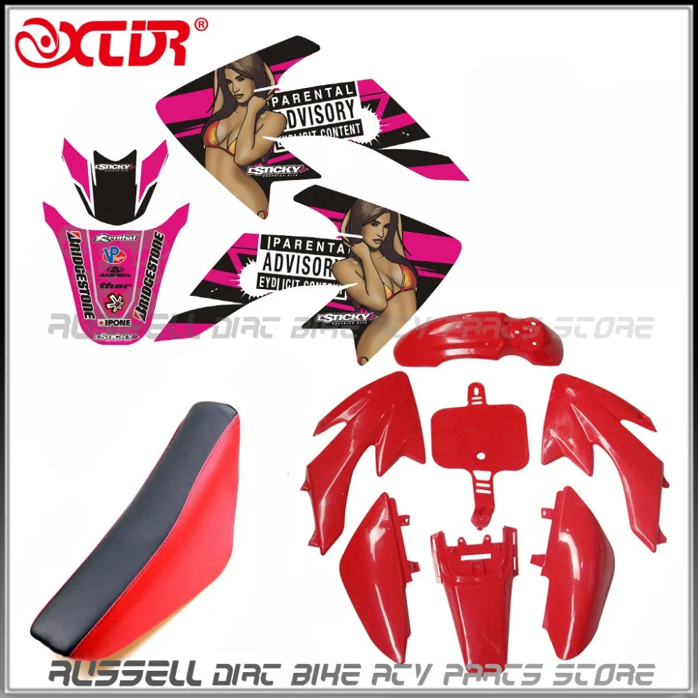 Plastics Fender Sexy Pink Stickers Foam Seat Kit For Honda CRF50 110cc