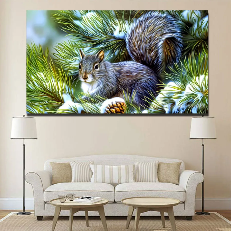 

No Frame Squirrel Canvas Painting HD Print Picture Artwork Small Animal Poster for Children Room Bedroom Home Decoration