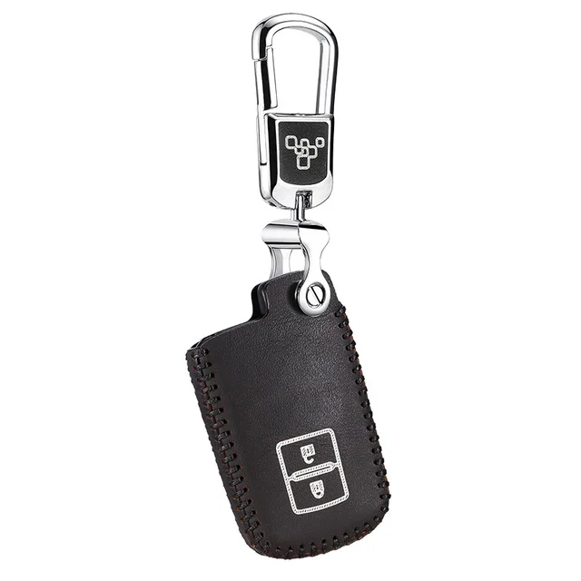 Кожаный чехол для ключей для toyota hilux Camry Prado FJCruiser LANDCRUISER highlander автомобильный держатель кошелька 2 кнопки key2Y - Название цвета: Черный
