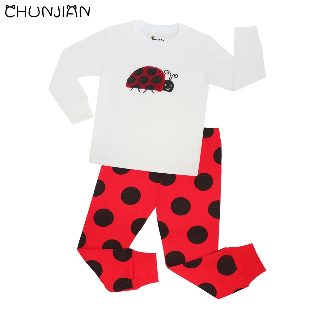 100 Cotton Ladybug Children Pajamas Sets Kids Pyjamas for 1 8Years