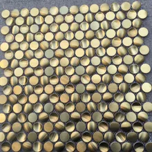 3D золотая круглая матовая металлическая мозаичная плитка, кухонный щиток, настенная плитка для ванной комнаты, декор для шкафа