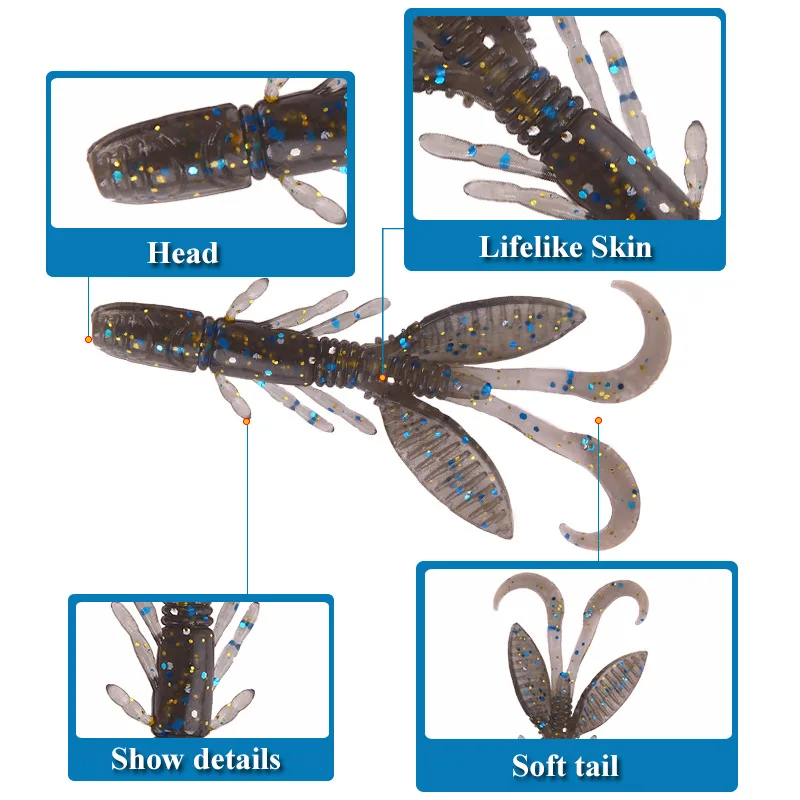 Soft Lure Bag Crystal Simulated Soft Shrimp 12/PCS Lure Soft Bait 5.5cm/1.4g Wobblers Worm Fish Bait Fishing Gear jooyoo