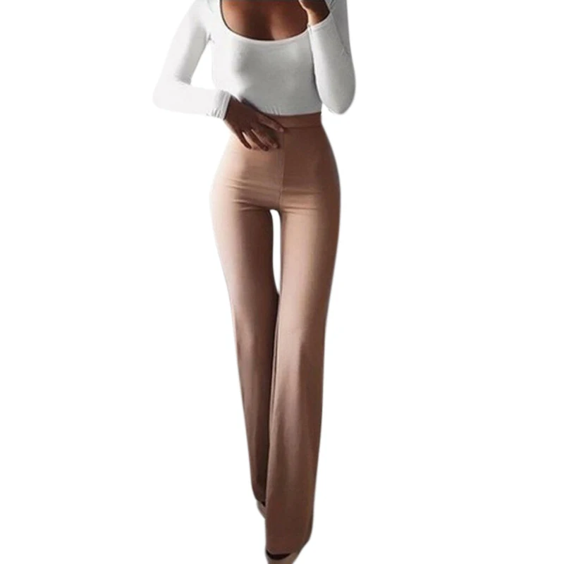 Womens Flare Pants 2019 Women's High Waist Hippie Pants Bell Bottom Sweatpants Sportswear Fitness Trousers For Women Black White