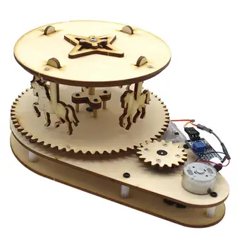 

Voice Control Wooden Carousel Children DIY Science Automatic Induction Model Toys Hobbies Gifts toys for children Toy