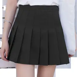10 цветов Высокая талия Бальные плиссированные юбки Harajuku джинсовые юбки однотонный А-силуэт Морячка юбка плюс размер 3XL японская школьная