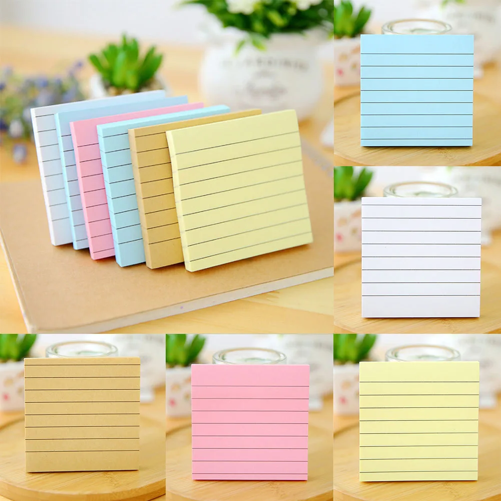

5 Colors Simple Kraft Paper Horizontal Line Stickers Sticky Notes Decorative Memo Pad Paper Sticker DIY Stickers Fridge N Times