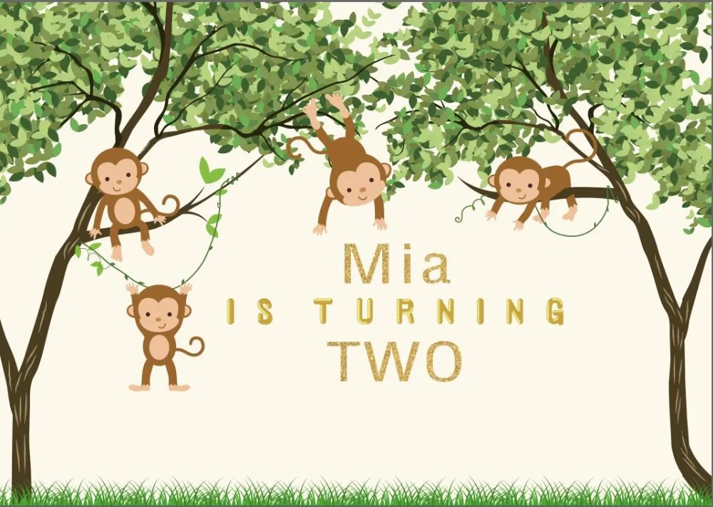 Us 257 16 Offcustom Monkey Safari Jungle Animals Banana Baby Shower 1st Birthday Tree Background Computer Print Party Photo Backdrop In Background - 