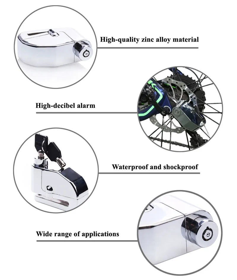 WEST BIKING замок для велосипеда, замок для тормозного диска, замок для ротора, Серебряный защитный ключ для безопасности мотоцикла, дисковый велосипедный замок для велосипеда