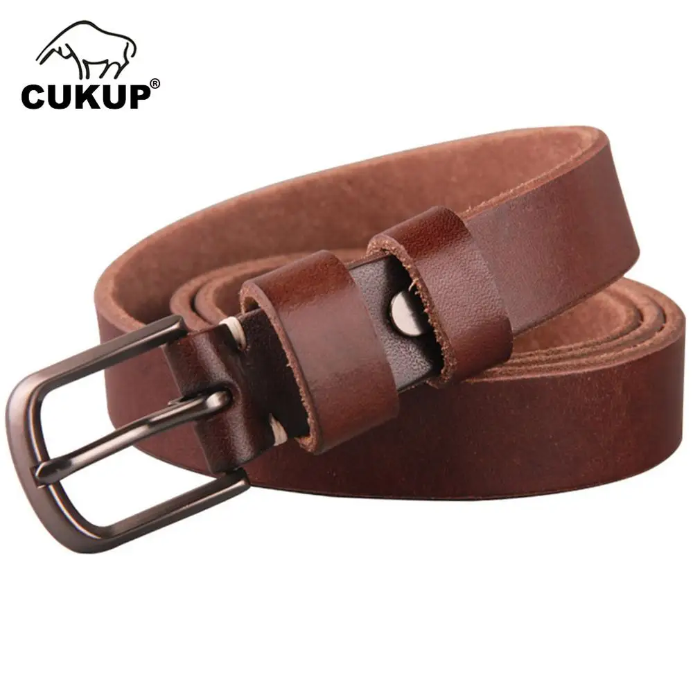 CUKUP Ladies Top Quality Fashion Cow Cowhide Leather Belt Pin Buckle 2.4cm Wide Dresses Jeans Accessories for 2022 Women NCK447