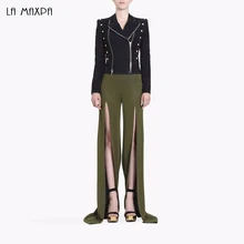 Новое поступление, роскошные Подиумные куртки, женские пальто, черные, с длинным рукавом, на пуговицах, знаменитостей, Дамская мода, Бандажное базовое пальто