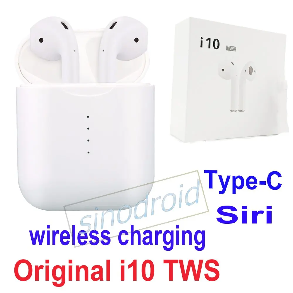 

Original i10 TWS Bluetooth 5.0 Earbuds Touch Control Wireless Stereo Hifi Earphone Qi Wireless Charging Type-C Charging Case