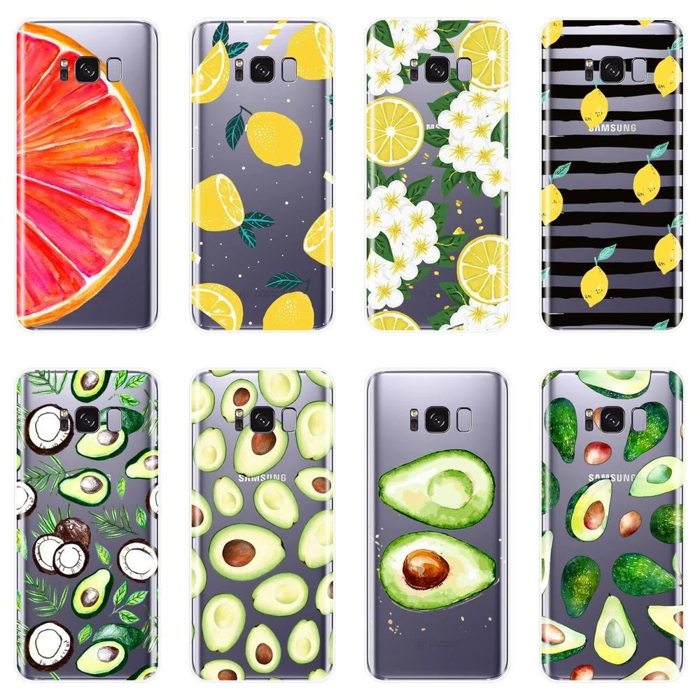 

Silicone Phone Case For Samsung Galaxy Note 4 5 8 9 Avocado Lemon Soft Back Cover For Samsung Galaxy S8 S9 Plus S5 S6 S7 Edge
