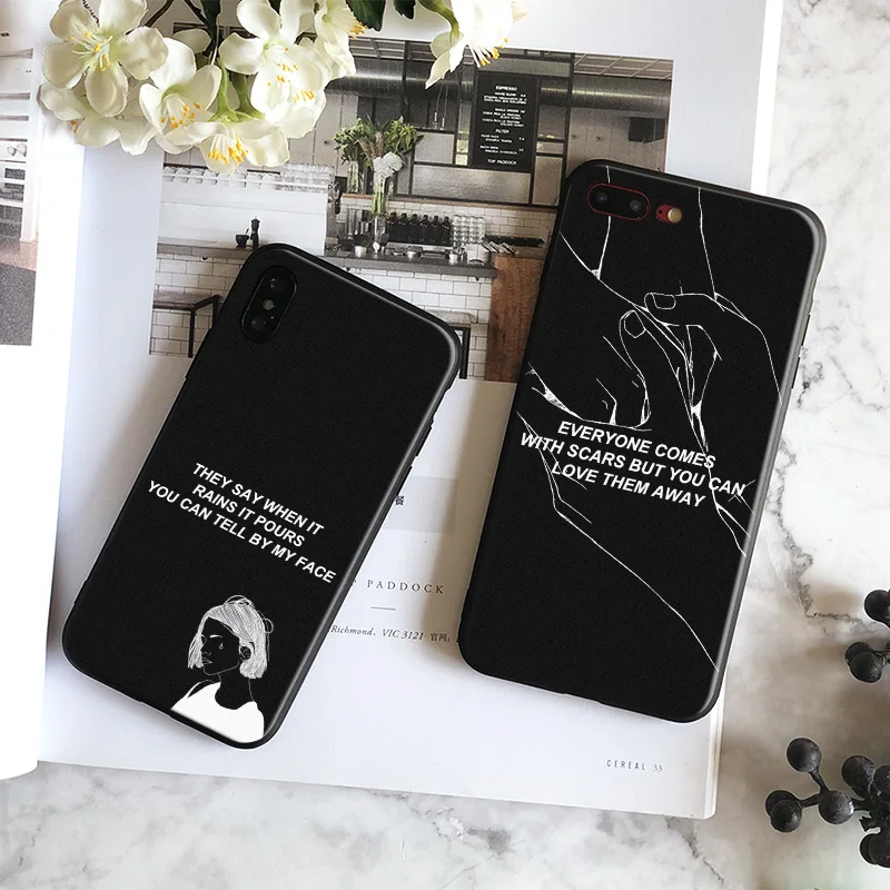 

Simple Quotes Couple Free Hang Rope Tpu Soft Silicone Mobile Phone Case Cover Shell Bag For Apple iPhone 5 SE 5S 6 6S 7 7 Plus
