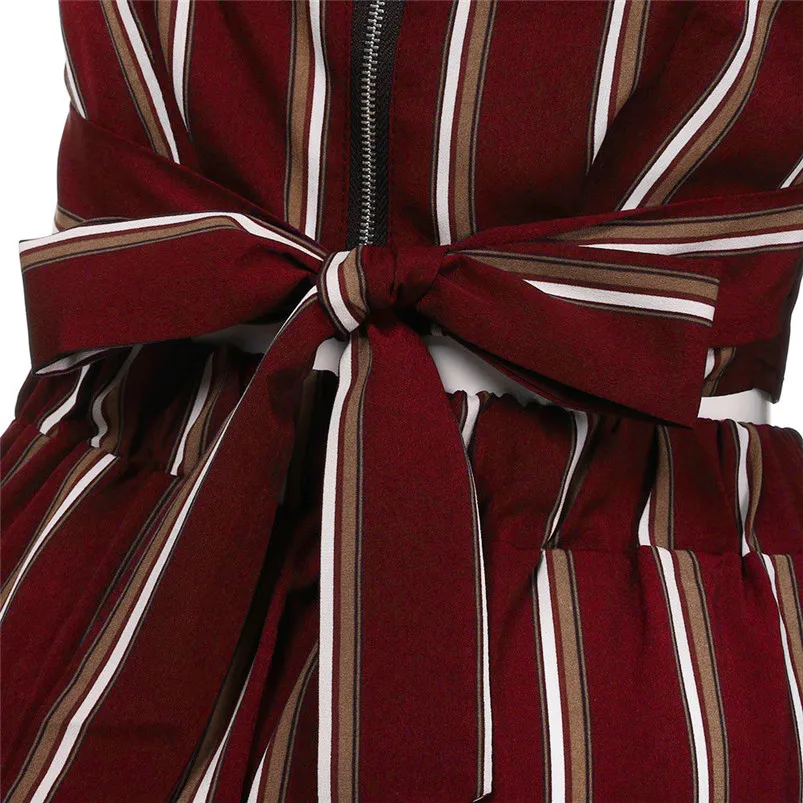 Women Summer Stripe Sleeveless Vest Shirt Tops Blouse Shorts Pants 2PCS Set Summer Cool Long Dress Suit Set H28 (10)