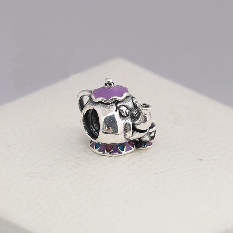 

Authentic 925 sterling silver charm purple pumpkin elephant bead Fit original pandora bracelet bead DIY fine jewelry