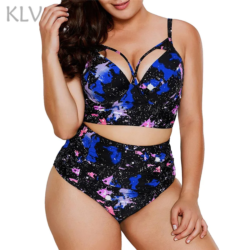swimsuit woman two piece swimwear large size Print 5xl women's swimsuit separate women swimsuit push up bikinis Black bikini #D