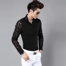 Модная одежда мужской личности сексуальный цветок рубашка с длинным рукавом мужская певица костюмы одежда