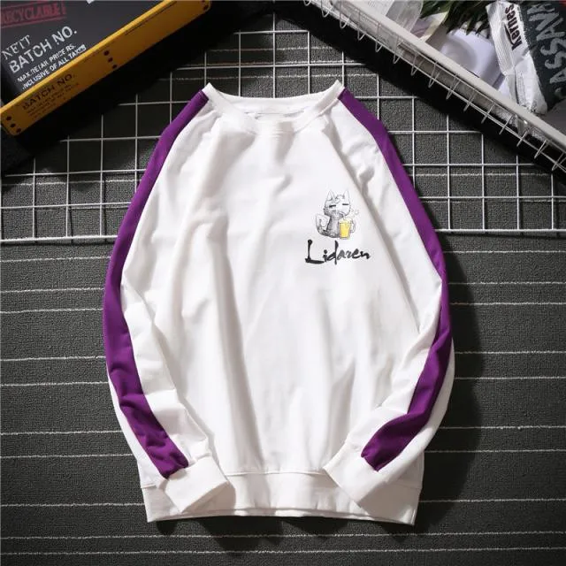 

Mr.nut color matching men and women hip hop hooded spring and autumn trend long-sleeved loose cartoon printed casual hoodie