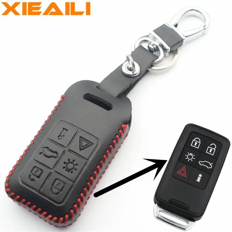 

XIEAILI Genuine Leather Remote Control 6Button Keyless Entry Smart Key Case Cover For Volvo XC60/S60/LS80/V60l/S80L/XC70 S16