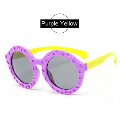 Ralferty TAC, детские солнцезащитные очки, поляризационные, детские, для улицы, защитные очки, круглые, гибкие, резиновые, очки, Oculo Infantil 8102 - Цвет линз: Purple Yellow