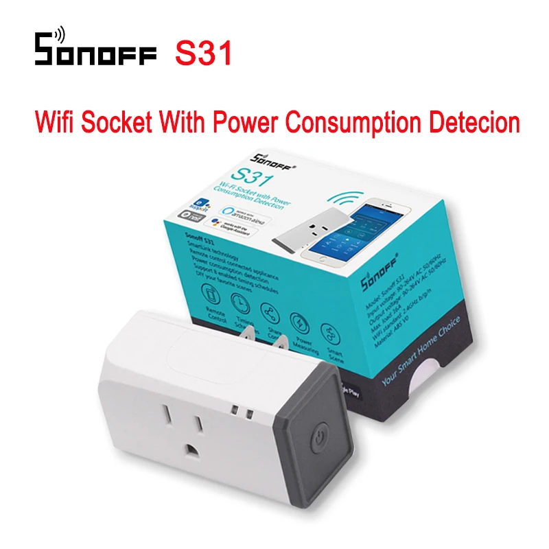 

Newest Sonoff S31 US 16A Mini Wifi Smart Socket,Remote Control Home Power Consumption Monitor Energy Usage Support IFTTT