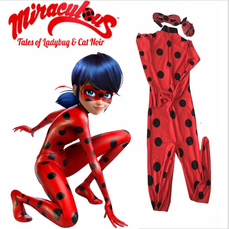 2016 Ladybug Miraculous kids font b Cosplay b font Costume W Eye Mask Ladybug Romper Cat