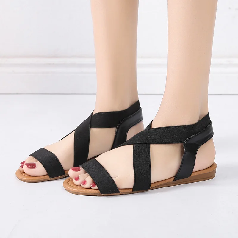 

women sandals elastic band gladiator sandals for women summer shoes female beach flat sandals shoes women rome sandalias mujer