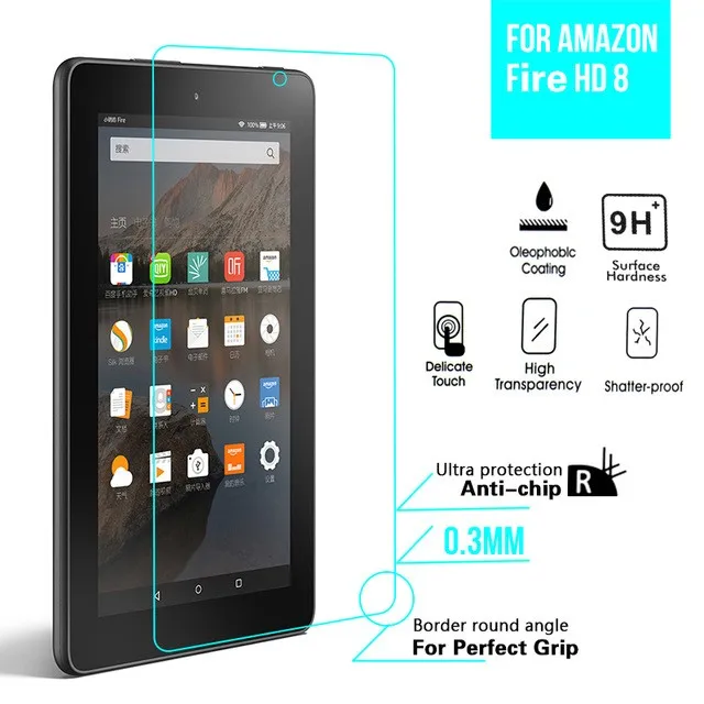 2.5D 0.3mm For Kindle Fire HD 8 Glass Screen Guard For Amazon Kindle Fire HD8 HD 8 Tempered Glass Protective Film 2015 Version 