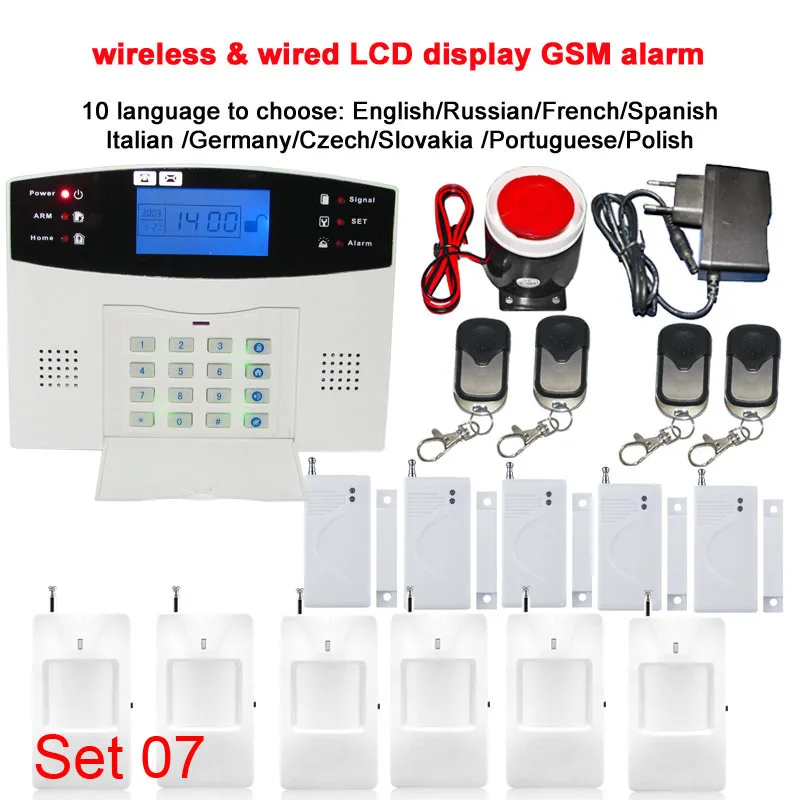 106 zone ЖК-Клавиатура проводная и Беспроводная GSM сигнализация домашний набор безопасности голосовое руководство двухсторонний домофон - Цвет: set 07