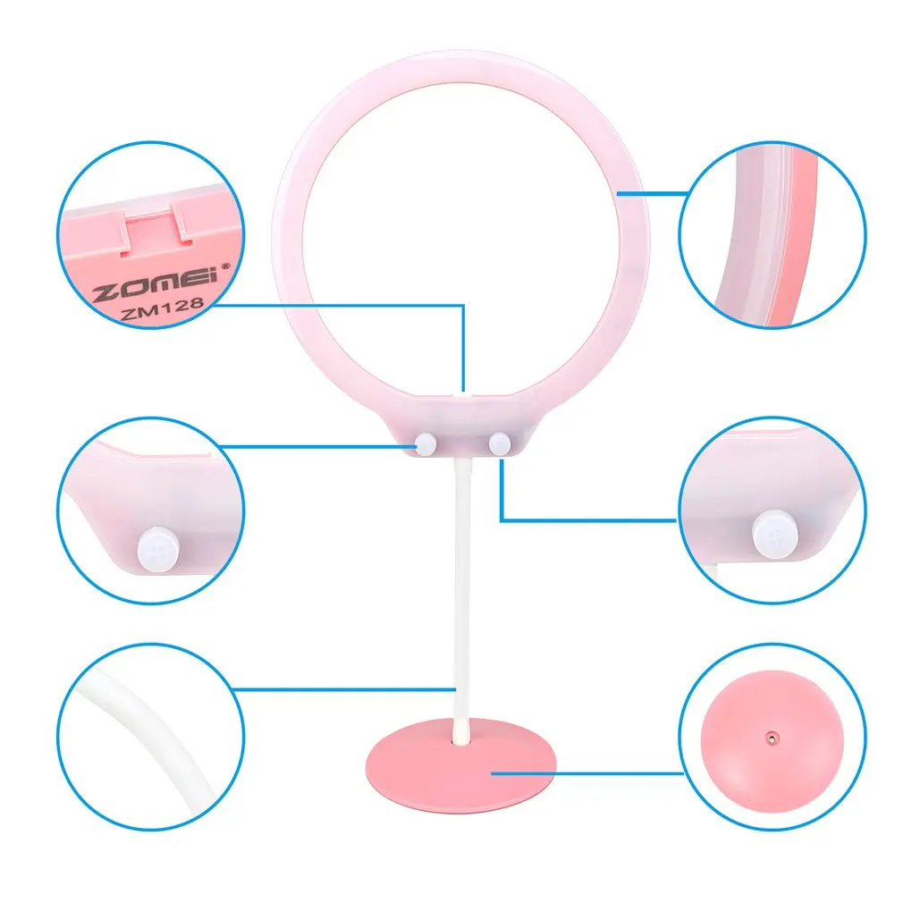 Zomei светодиодный кольцевой светильник 3200 K-5500 K с регулируемой яркостью для камеры, лампа для фотосъемки с зажимом для телефона, кольцо с фотографией, лампа для видеозаписи