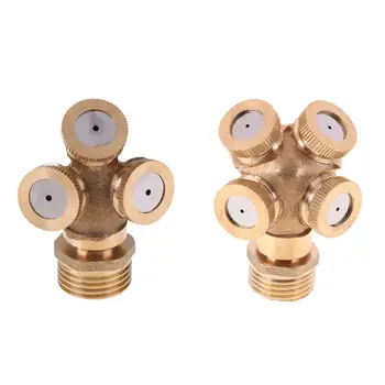 

3/4Holes Adjustable Brass Spray Misting Nozzle Garden Sprinklers Watering Irrigation Fitting Home Gardern Tools
