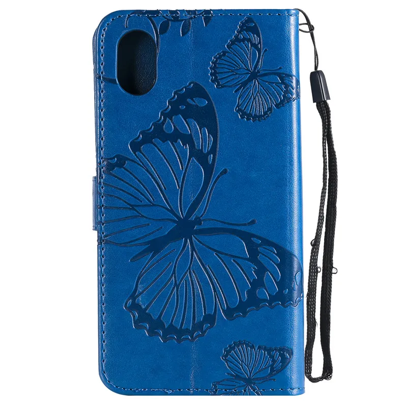 Флип кожаный чехол СПС Fundas iPhone 9 3D бабочка тиснением PU для XR 6 1 дюйма кошелек