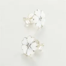 925 серебряные ювелирные серьги для женщин Примула, серебро серьги-гвоздики с эмалью и CZ FANDOLA стерлингового серебра 925-ювелирные изделия