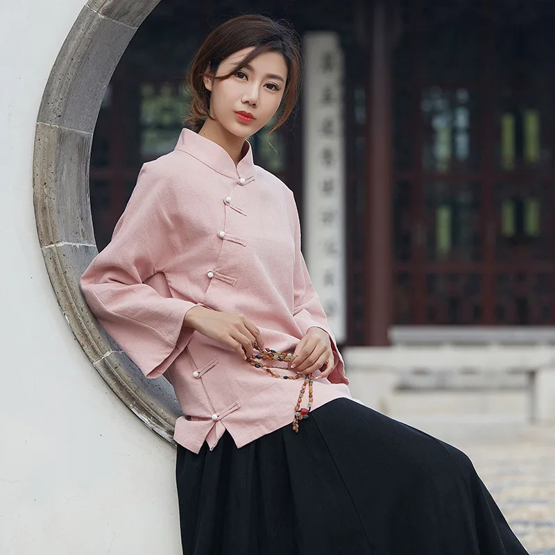

Spring Autumn New Products Cotton Linen Tang Suit Female Cheongsam Shirt Chinese Style Women's Clothing
