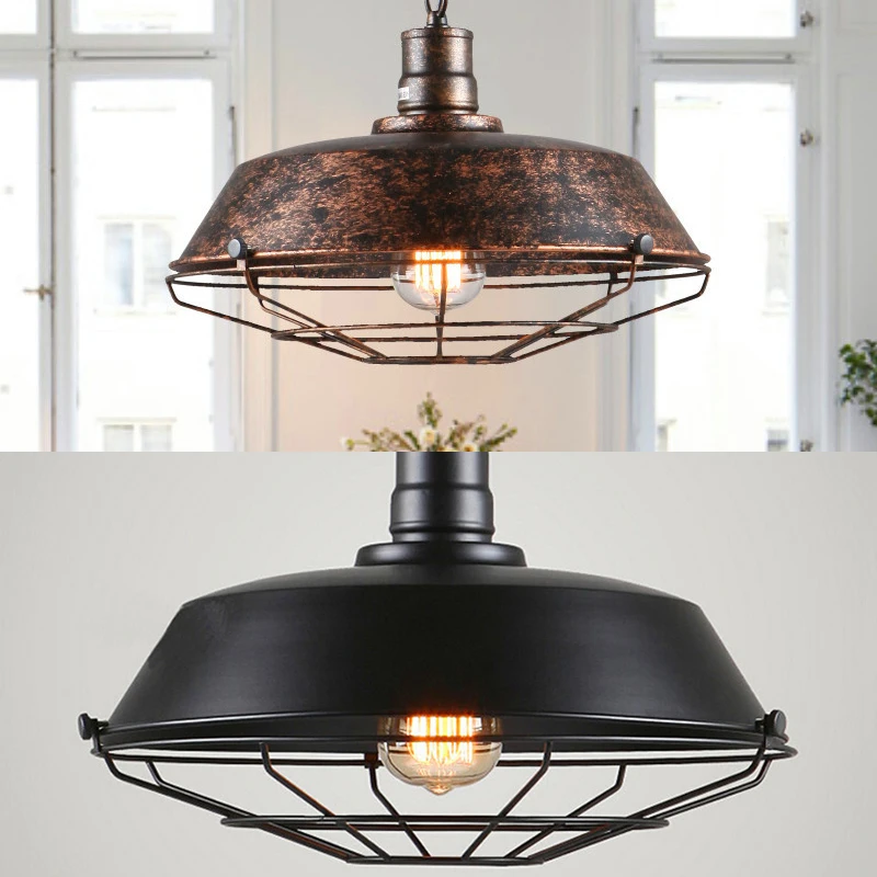 

10cm Ceiling LED Light Lamp Pendant Industrial Black Shade E27 26cm Black/Bronze