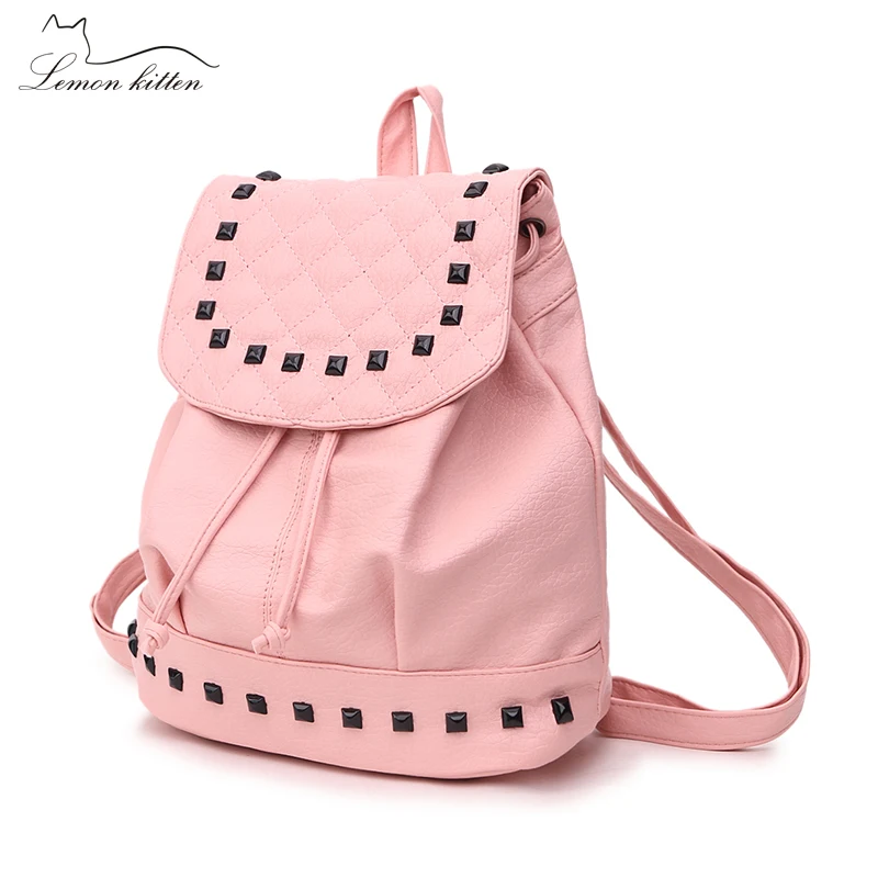 

Lemon Kitten 2018 Pu Rivet Women Backpack Travel Bag For Teenage Girl Rucksack Backpack Female Mochila Bagpack Pack Design