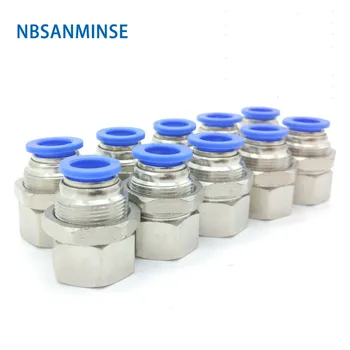 10Pcs/lot PMF Air Plastic Fitting M5 1/8 1/4 3/8 1/2 Pneumatic Push In  Female Straight fitting NBSANMINSE 1