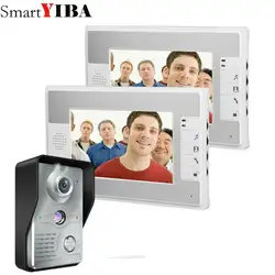 Smartyiba видео Дверные звонки Системы комплект 2*7 дюймов Мониторы видео-телефон двери с Электрический замок-функции управления громкой связи
