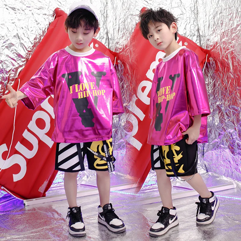 Kids Loose Tshirt short Pants dancing Stage wear Outfits Girls Boys Concert Costumes Modern Jazz Hip Hop dance wear Clothing