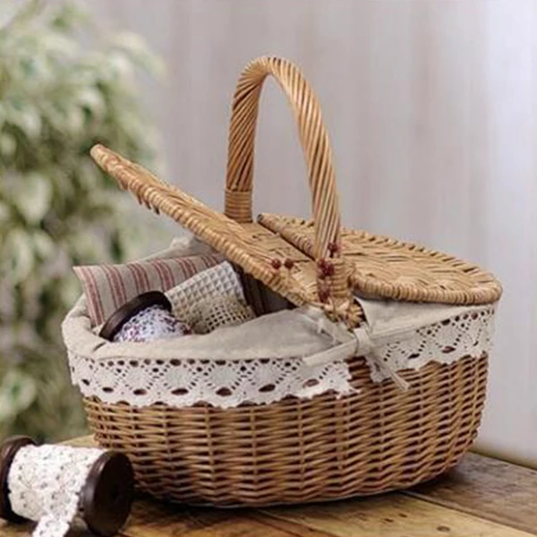 سلة خوص صنع الإنجليزية البلد نمط التخييم سلة النزهة التسوق سلة التخزين سلة خوص صنع الإنجليزية البلد نمط التخييم سلة النزهة التسوق سلة التخزين