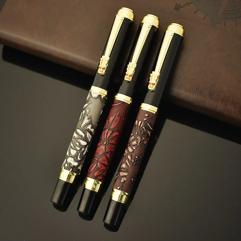 Elegant Metal Leaf Design Fountain Pen Calligraphy Pens For Students