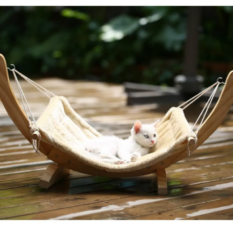 

Pet Cat Hammock Wooden Bed Pet Supplies Autumn and Winter Soft Material Warm Toy Cat Hammock Cama Gato Katten Huisjes Voor Kat