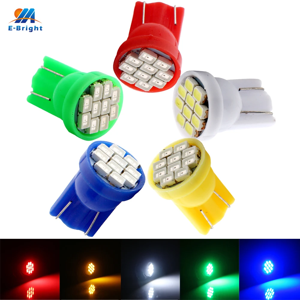 

300 PCS T10 194 168 1206 10 SMD LED Car Lights 12V DC Interior Lighting Auto Bulbs Super Bright Mix Colors License Plate Lamps