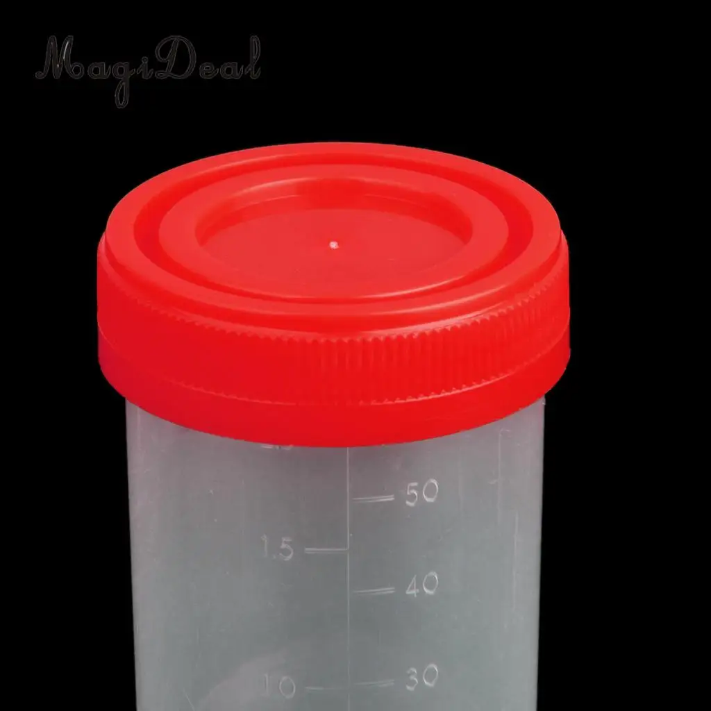 5x 60ml Plastic Graduated Measuring Specimen Cup Sterile Container with Lid Plastic specimen cup for laboratory test