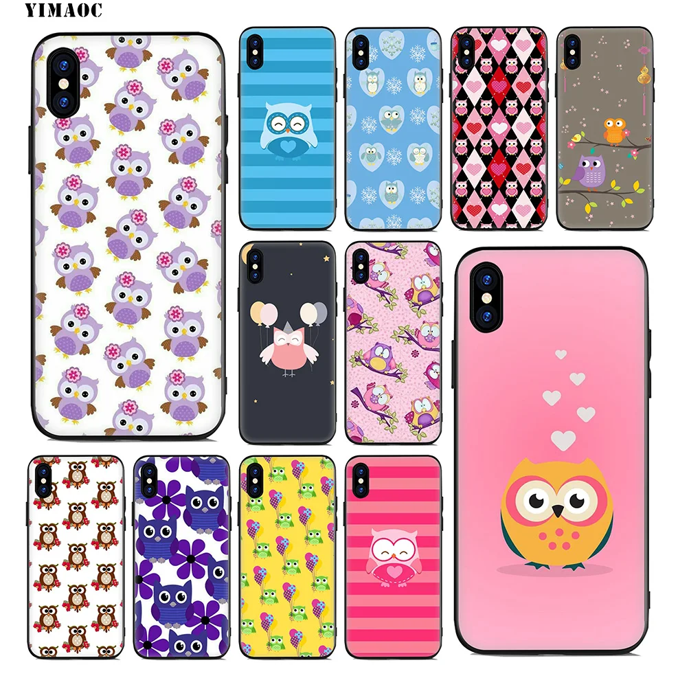 YIMAOC Cute Owls Cartoon Soft Silicone Case for iPhone 11 Pro Xr Xs Max X or 10 8 7 6 6S Plus 5 5S SE Cover |