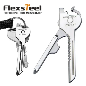 

Multifunctional Utili Key Tool 6 in 1 Pocket Keychain Tool Multitool for Auto Camping Hardware Polished S S