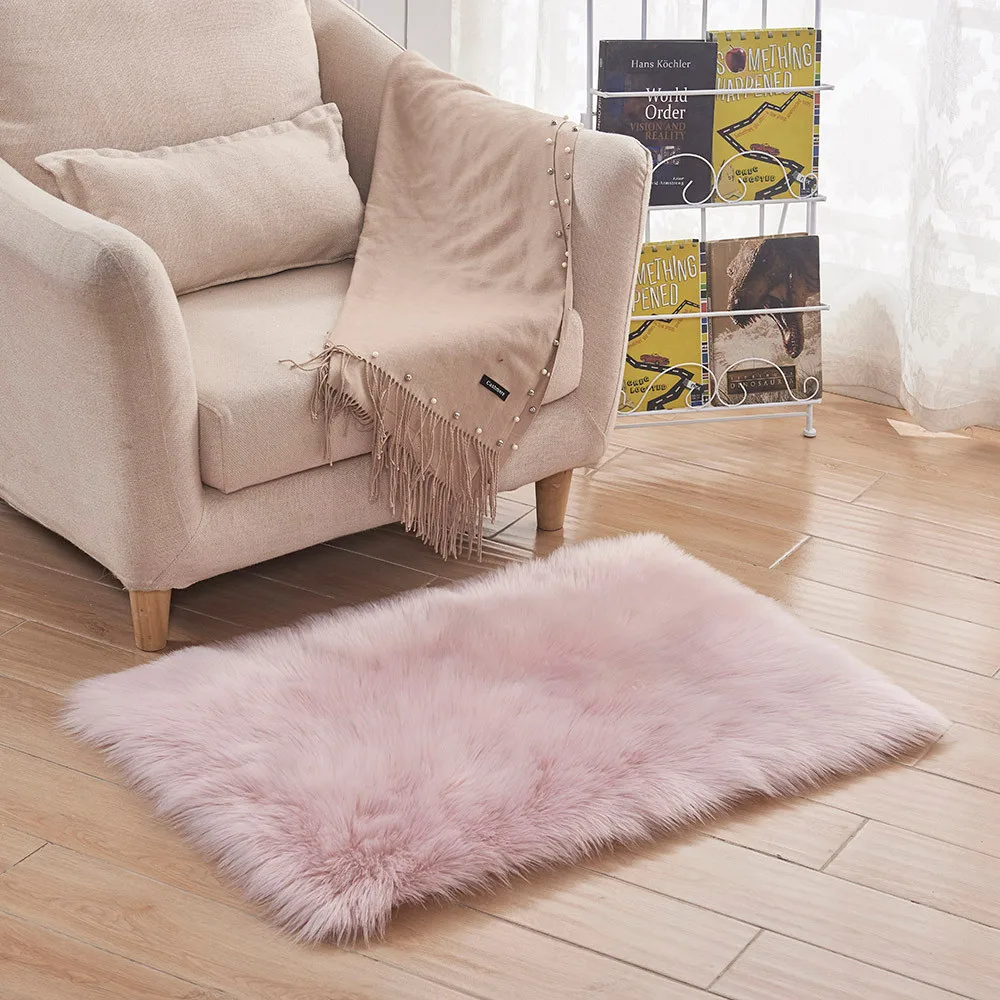 

Soft Rug Chair Cover Artificial Sheepskin Wool Warm Hairy Carpet Seat Mats Rug
